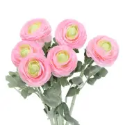 Artificial Ranunculus Flowers, 6 Stems Faux Permanent Flower Floral, Pink