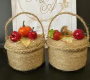 Kitchen Glass Jars With Lids Set Of 2 Jute Rope 200 Ml Basket Case