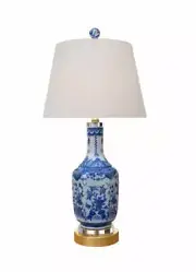 Blue and White Flute Vase Porcelain Lamp 25"