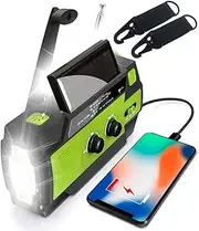 Solar-Powered Emergency Survival Radio,Emergency Weather Radio Hand Crank Solar Charge Am/Fm/NOAA,4000mah Portable with 1w 3 Mode Flashlig SOS for Home and Emergencys Green