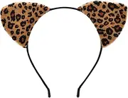 [Herytem] Leopard Cheetah Cat Ear Headband for Women Girls – Soft Plush Animal Ears Hair Hoop for Halloween, Cosplay, Birthday, Party, and Dress-Up