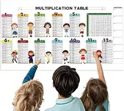 Multiplication Table Poster | Electrostatic Dry Erase Math Multiplication Table - Kids Wall Reusable Mathematical Calculations Chalkboard For Little Boys