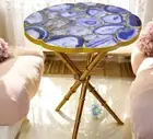 18" Purple Agate Corner Side Coffee Table Top Housewarming Furniture Balcony Dec