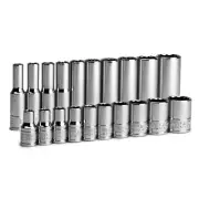 Capri Tools 1/4 in. Drive 12-Point Shallow and Deep Socket Set, SAE,3/16 to 9/16