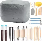 Premium Non-Toxic Gray Pottery Clay - 10LB with Essential Sculpting Tools