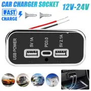 PD Type-C Dual USB Port Charger Socket Outlet 12V 24V For Car Truck Motorcycle (for: Porsche)