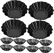 Cabilock 12pc Carbon Steel Tart Pans Flower Muffin Baking Cups Non-Stick Egg Tart Molds Madeleine Pan Set for Australian Baking