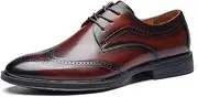 ZJSCNBE Brock Carved Men's Leather Shoes Top Layer Cowhide Business British Style Wedding Shoes Casual Men's Leather Shoes for Work(Darkbrown,41)