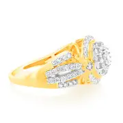 Luminesce Lab Grown 9ct Yellow Gold 1 Carat Diamond Ring with 87 Brilliant Cut Diamonds, M