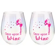 2PK Tallulah Irid Stemless Wine Glass Once Upon Cup Fairy Tale 10x13cm Clear