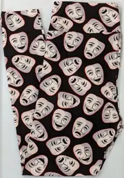 TC LuLaRoe Tall & Curvy Leggings MIME MASKS Theater on Black N28 New