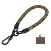 Phone Lanyard Wrist Lanyard with Patch Army Green With Beige Streak 1 Pack