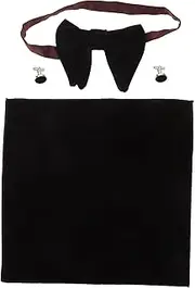 [ANDRESLAD] Fashionable Bow Tie Suit Accessory Men's Tuxedo Cufflinks Handkerchief and Tie Set for Special Occasions