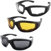 Lertenys 3 Pair Motorcycle Riding Glasses Padding Goggles UV Protection Dustproof Windproof Motorcycle Sunglasses