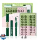 KEYYOU Fairy Lash Clusters Kit Sunflower Lash Extension Kit D Curl 120Pcs Eye