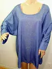 Karen Brooks Women Plus Size 2x 3x Light Blue Silver Tunic Top Blouse Shirt