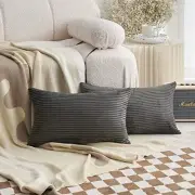 Lumbar Throw Pillows Pillow Covers 12x20 20" x 12" (Pack of 2) Dark Grey