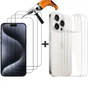 3 Set Tempered Glass Screen Protector for Apple iPhone 15 PRO Front and Back Film