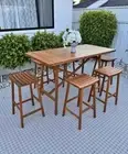 Mimosa 7 Piece Mareeba Wooden Timber Bar Setting – 6 Stools & Bar Table