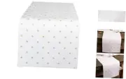 Polka Dot Kitchen Collection, Table Runner, 13x90, Metallic White/Gold