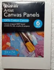 New Marseilles Studios Artist Cotton Canvas Panels 6Pack MDF Board 5x7