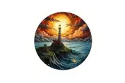 Lighthouse Suncatcher Acrylic Window Colorful Hanging Home Decor 15cm- Style 03