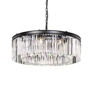 Serene 8 Light Pendant 800mm Antique Black & Crystals - SERENE PE08-BK