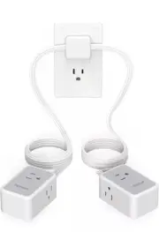 Twin Extension Cord 12 FT, Double Ended Flat Plug Surge Protector Power Strip...