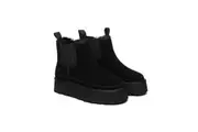 AUSTRALIAN SHEPHERD UGG Boots Sheepskin Wool Elastic Band Platform Chelsie Black