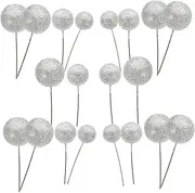 WEKADRIN Set of 20 Silver Cake Balls Multi-use Decorations for DIY Cupcake Toppers