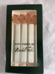Vintage 4 Marshall Field Glass Stirrers Swizzle Sticks Mice Playing Trumpets