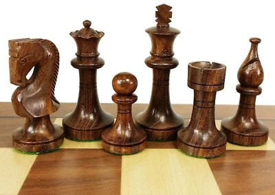 DOUBLE Queens Acacia & Boxwood 3 1/2" King Staunton Chess Men Set - NO BOARD
