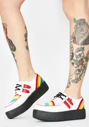 [T.U.K.] White N' Rainbow Viva Mondo Creepers