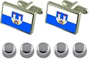 [Select Gifts] Shirt Dress Studs Chomutov City Czech Republic Flag Cufflinks