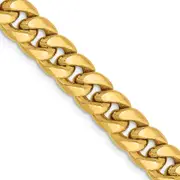 14K Yellow Gold 18 Inch 7.3mm Semi-Solid Miami Cuban With Lobster Clasp Chain