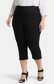 NYDJ Dakota Side Slit Pull-On Capri Jeans in Overdye Black at Nordstrom, Size 3X