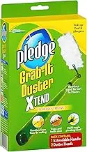 Pledge Grab It Xtend Duster, Easy Dust & Allergen Removal, 2 Unscented Duster Heads with Handle