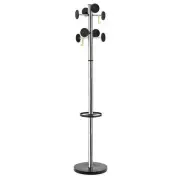 NEW Alba Premium Coat Rack Umbrella Stand 8 Hook Weighted Silver/Black
