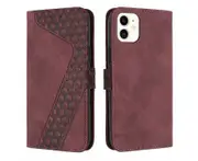 PU Flip Leather Case for iPhone12 Mini Wallet Case with Card Holder-Red