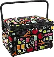 Dritz Large Sewing Basket, Black Sewing Notions