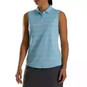 FOOTJOY Sleeveless Spacedye Stripe Women's GOLF SHIRT MED LARGE BLUE NEW