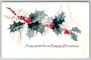 c1930s Happy Christmas Mistletoe Vintage Postcard