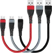 [SUMPK] Micro USB Cable 30CM[3Pack], Short USB to Micro Braided USB 2.0 Fast Charging and Data Sync Cord for Samsung Galaxy S6 S7 Edge,Moto G5,Sony Xperia Z3 Z5, Power Bank and Android Phone