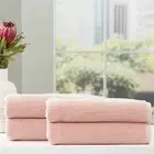 4pc Renee Taylor Cobblestone Blush 160cm Bath Sheet/Cotton Ribbed Towel 650 GSM