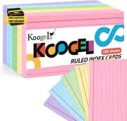 Index Cards 3 X 5 Inch, 200 Count, Ruled on Both Sides, 5 Assorted Colors, Flash