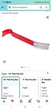 CRESCENT FB15-15 RED FLAT BAR PRY BAR 15"