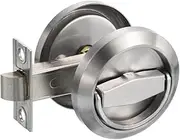 Stainless Steel 304 Black Round Recessed Door Lock, Hidden Recessed Install Cup Door Knob Lock, Recessed Door Handles Pulls Latch Knob, Pocket Door Handle Without Keys (Silver)