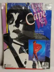 Vintage Halloween Costume Cape Vinyl Red 45" New in Package NOS 1995 Vampire