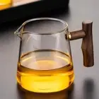 450 ml Glass Fair Cup High Temperature Resistant Wooden GXO Tea Handle Set C8R1