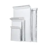 7"x 6.75" Silver Glamour Metallic Poly Bubble Mailers Padded Envelope 250 Pcs